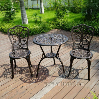 Set table with 2 chairs in Antique Copper
