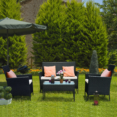 4 PCS Patio Rattan Wicker Furniture Set