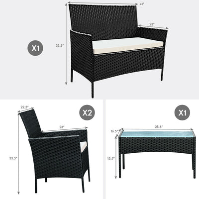 4 PCS Patio Rattan Wicker Furniture Set