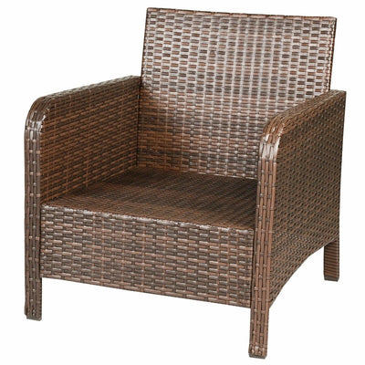COSTWAY Outdoor Garden 5pcs/Set Patio Chairs Table Rattan Sofa Ottoman Furniture Set With Cushions HW54520