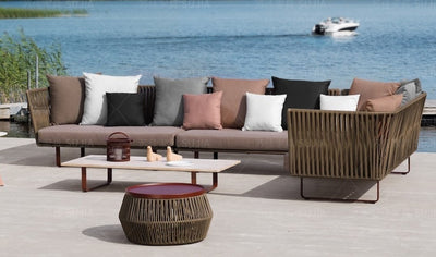 Deep Seating Patio Sofa Set / All Weather Resin Wicker Woven / Rustproof Steel Frame