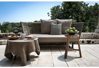 Deep Seating Patio Sofa Set / All Weather Resin Wicker Woven / Rustproof Steel Frame