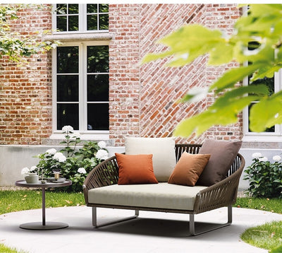 Deep Seating Patio Sofa Set / All Weather Resin Wicker Woven / Rustproof Steel Frame