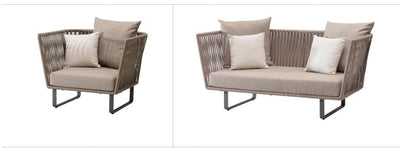 Deep Seating Patio Sofa Set / All Weather Resin Wicker Woven / Rustproof Steel Frame