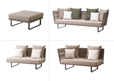 Deep Seating Patio Sofa Set / All Weather Resin Wicker Woven / Rustproof Steel Frame