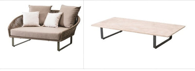Deep Seating Patio Sofa Set / All Weather Resin Wicker Woven / Rustproof Steel Frame