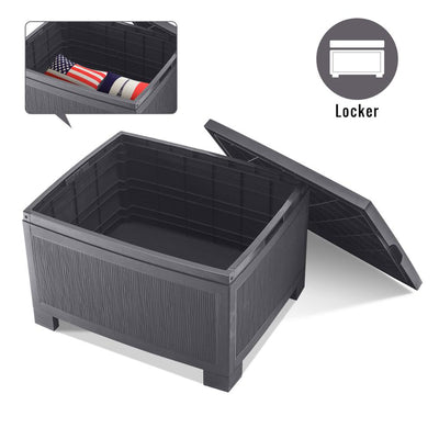 Furgle Outdoor Patio Sectional Conversation Sofa Set Waterproof PE Furniture Set Cushions and Coffee Table for Backyard Pool