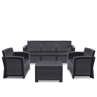 Furgle Outdoor Patio Sectional Conversation Sofa Set Waterproof PE Furniture Set Cushions and Coffee Table for Backyard Pool