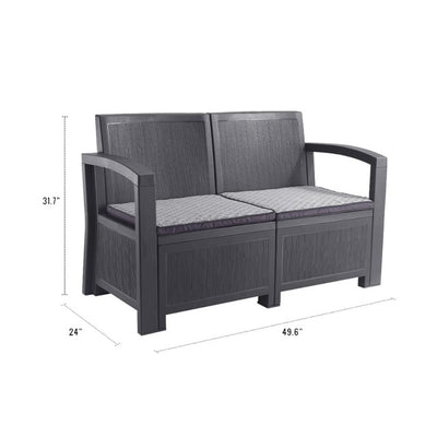 Furgle Outdoor Patio Sectional Conversation Sofa Set Waterproof PE Furniture Set Cushions and Coffee Table for Backyard Pool