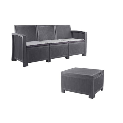 Furgle Outdoor Patio Sectional Conversation Sofa Set Waterproof PE Furniture Set Cushions and Coffee Table for Backyard Pool