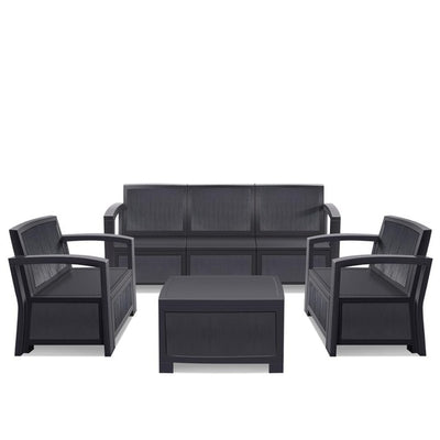 Furgle Outdoor Patio Sectional Conversation Sofa Set Waterproof PE Furniture Set Cushions and Coffee Table for Backyard Pool