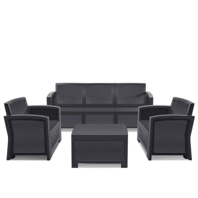 Furgle Outdoor Patio Sectional Conversation Sofa Set Waterproof PE Furniture Set Cushions and Coffee Table for Backyard Pool
