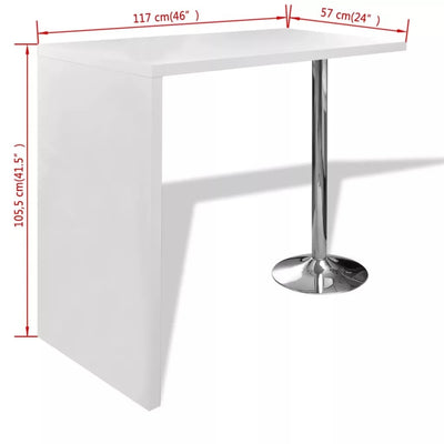 High Glossy Standing Bar Table White