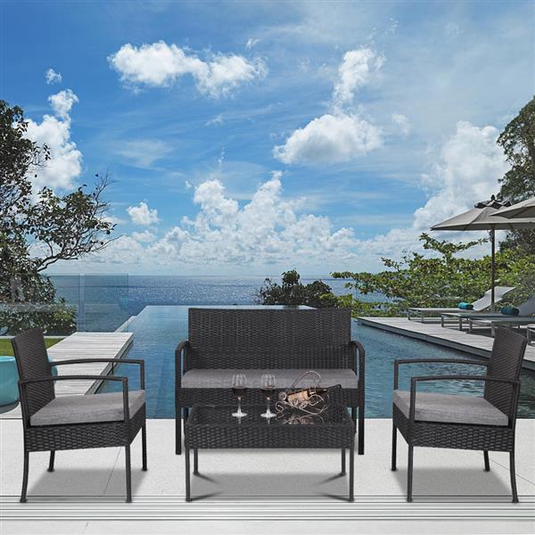 4pcs/set Modern Outdoor Patio Rattan Wicker Furniture Set