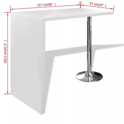 High Glossy Standing Bar Table White
