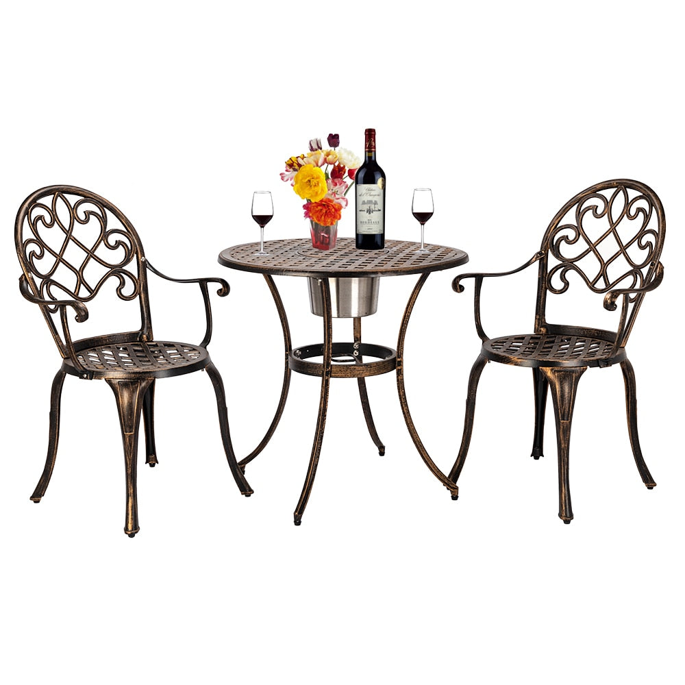 Aluminum Outdoor 3 Piece Patio Set of Table and Chairs