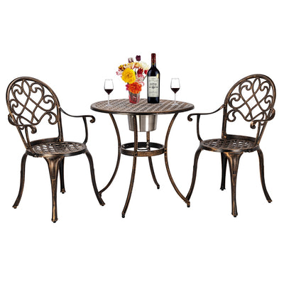 Aluminum Outdoor 3 Piece Patio Set of Table and Chairs
