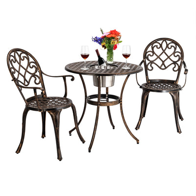 Aluminum Outdoor 3 Piece Patio Set of Table and Chairs