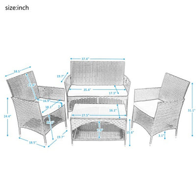 4 PCS Modern Patio Furniture Outdoor