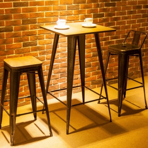 40 Inch High Vintage Bistro Table Metal Rectangular