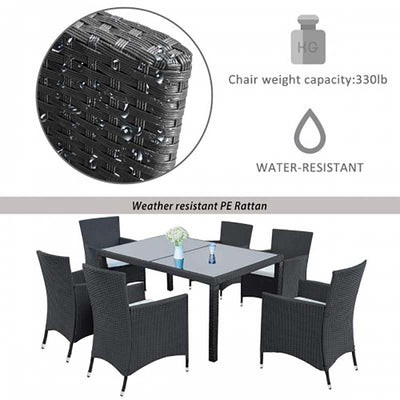 7 Piece Outdoor Garden Furniture Rattan Wicker Dining Set