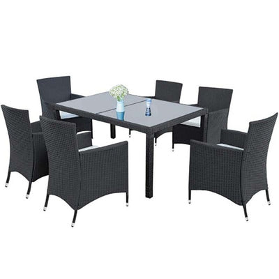 7 Piece Outdoor Garden Furniture Rattan Wicker Dining Set