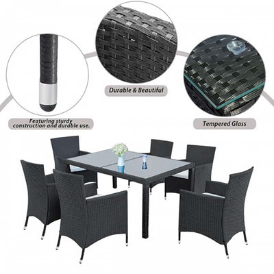 7 Piece Outdoor Garden Furniture Rattan Wicker Dining Set