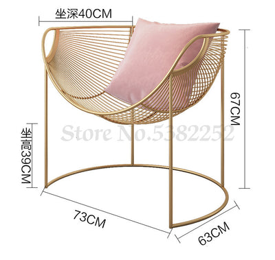 Gold Metal Pink Restaurant Chairs set