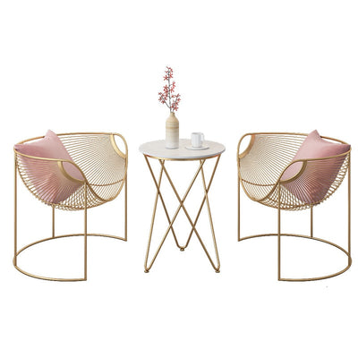 Gold Metal Pink Restaurant Chairs set