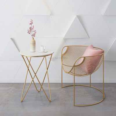 Gold Metal Pink Restaurant Chairs set