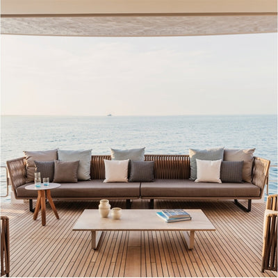 Deep Seating Patio Sofa Set / All Weather Resin Wicker Woven / Rustproof Steel Frame