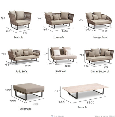 Deep Seating Patio Sofa Set / All Weather Resin Wicker Woven / Rustproof Steel Frame